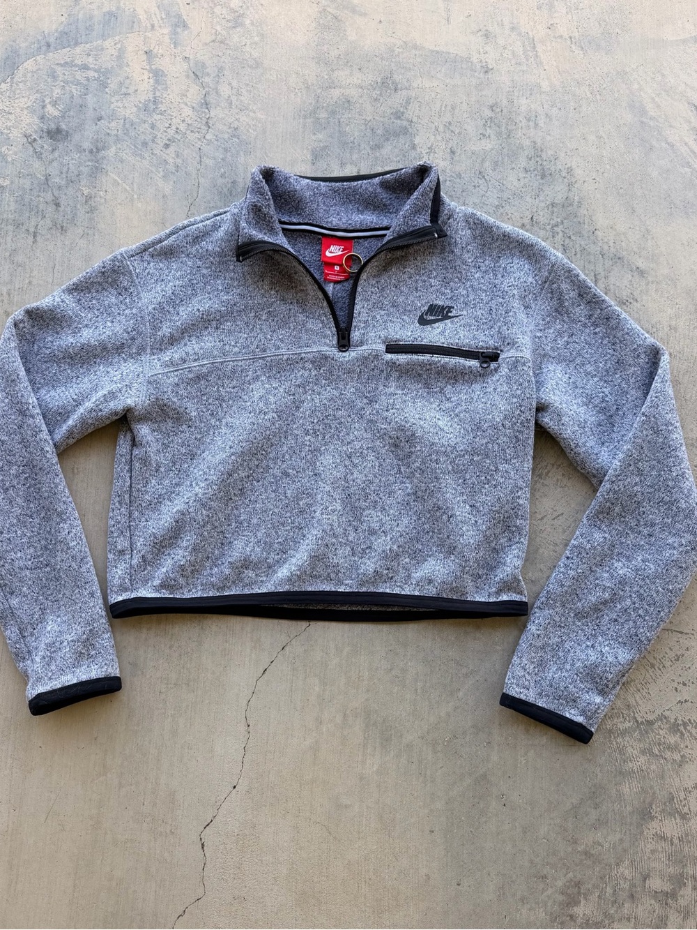 Y2K cropped Nike Gray Heather Quarter-Zip Fleece Pullover